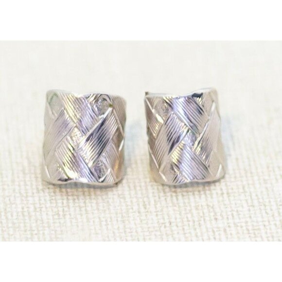 Vintage Cross Knot Silver Tone Square-shaped Hoop Earrings - H1 - Picture 2 of 3